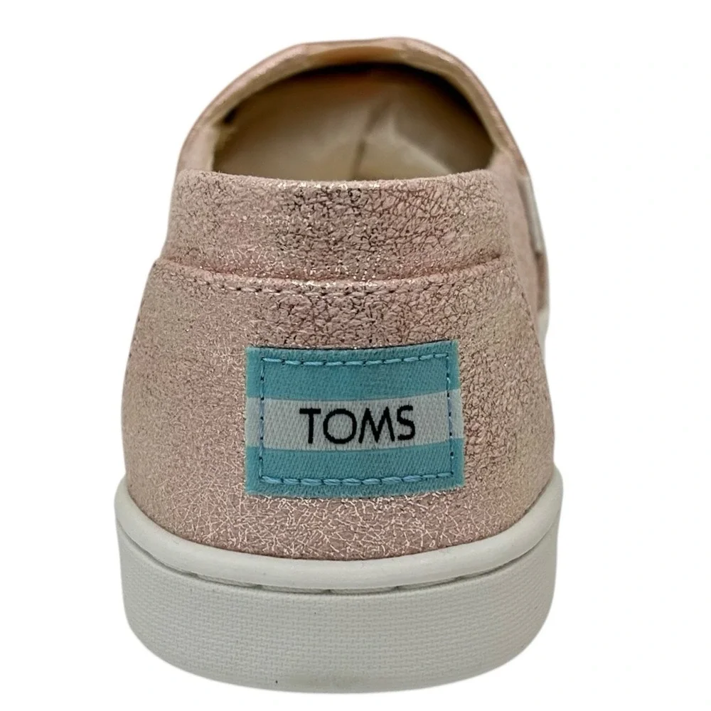 TOMS Youth Girl's Alpargata Loafer Slip-on Flat Shoes Size 6Y Rose Gold Metallic